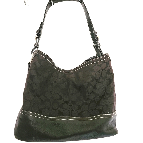 Coach Black Signature Canva Tote with Leather Trim - Picture 2 of 7